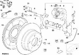 REAR BRAKE / BRAKE PAD / WEAR SENSOR diagram for BMW 5 Series E28 524td