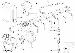 IGNITION WIRING/SPARK PLUG/DISTRIB.C.. diagram for BMW 7 Series E23 735i