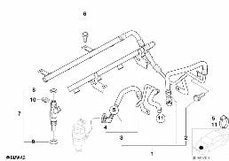Система впрыска/форсунка diagram for BMW 5 Series E39 M5