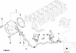 バキューム ポンプとパイプ ガイド diagram for BMW 5 Series E39 525d