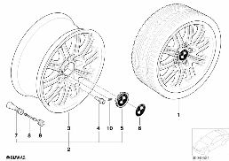 BMW LM Rad M Doppelspeiche 67 diagram for BMW 3 Series E46 M3