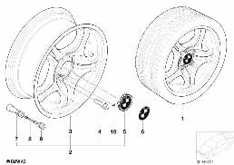 BMW ALLOY WHEEL, M DOUBLE SPOKE 68 diagram for BMW 3 Series E46 318i