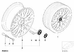 BMW LA WHEEL, V SPOKE 72 diagram for BMW 3 Series E46 318i
