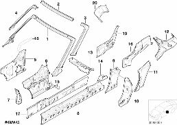 SINGLE COMPONENTS FOR BODY-SIDE FRAME diagram for BMW Z3 E36 M