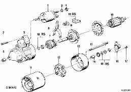STARTER SINGLE PARTS diagram for BMW 3 Series E30 325e