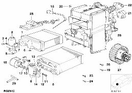 Zusatzklimagerät diagram for BMW 7 Series E32 750iL