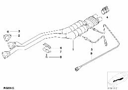 CATALYTIC CONVERTER/FRONT SILENCER diagram for BMW 5 Series E39 523i