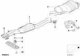 EXHAUST SYSTEM, REAR diagram for BMW 3 Series E46 330Cd
