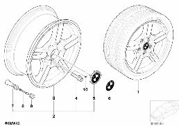 Jante M à rayons parallèles (Styl. 66) diagram for BMW 5 Series E39 525td