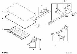 Posuvná a zved. střecha-víko/stropní rám diagram for BMW X5 E53 4.6is