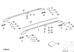 Pieces de hardtop : rails de toit diagram for BMW 5 Series E39 525td