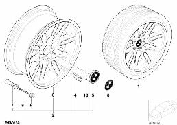 M 雙輪幅 65 鉻 遮蔽 diagram for BMW 5 Series E39 M5