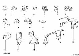 CABLE HARNESS FIXINGS diagram for BMW 7 Series E32 740iL