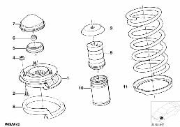 GUIDE SUPPORT/SPRING PAD/ATTACHING PARTS diagram for BMW 3 Series E36 325i