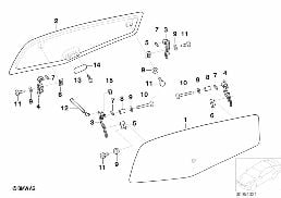 Pieces de hardtop : abattant lateral diagram for BMW 5 Series E39 525td