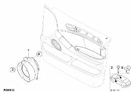 SINGLE PARTS, STEREO SYSTEM, DOOR FRNT diagram for BMW X5 E53 4.8is