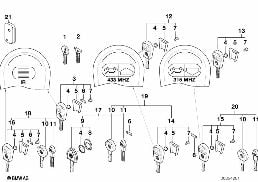 Clé avec batterie (jusqu'au 09/99) diagram for BMW 5 Series E39 525td