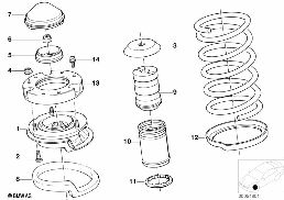 Supp.di base/spessore elastic/pezzi mont diagram for BMW 5 Series E34 540i