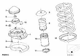 GUIDE SUPPORT/SPRING PAD/ATTACHING PARTS diagram for BMW 8 Series E31 850Ci