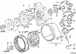 Elementy pojedyncze prądnicy 140A diagram for BMW 5 Series E34 535i