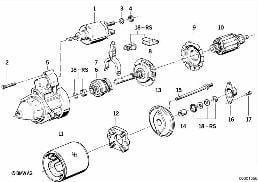 Startmotor afzonderlijk onderdeel 1,4kW diagram for BMW 5 Series E34 525ix