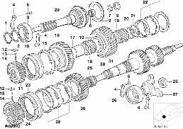 S5D...Z arbre primaire/arbre de sortie diagram for BMW 5 Series E39 525td