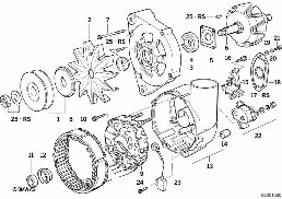 ALTERNATOR, INDIVIDUAL PARTS 115A diagram for BMW 7 Series E32 735i