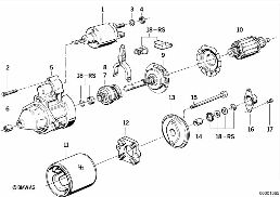 STARTER MOTOR SEP COMPONENTS 1.7KW diagram for BMW 7 Series E32 735i