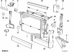 Wasserkühler/Zarge diagram for BMW 7 Series E32 750iL