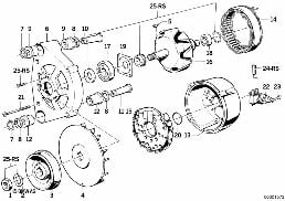 Dynamo onderdelen 65a diagram for BMW 3 Series E30 318i