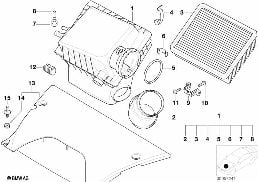 Filtr powietrza diagram for BMW X5 E53 4.4i