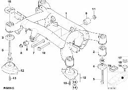 Support de l'essieu arriere diagram for BMW 5 Series E39 525td