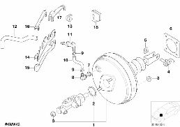 Wspomaganie siły hamowania, podciśn. diagram for BMW 5 Series E39 520d