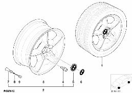BMW LIGHT ALLOY WHEEL, STAR SPOKE 57 diagram for BMW X5 E53 3.0d