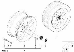 BMW LIGHT ALLOY WHEEL, STAR SPOKE 58 diagram for BMW X5 E53 3.0d
