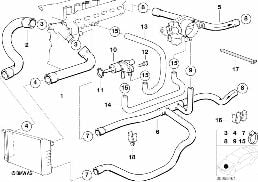 COOLING SYSTEM WATER HOSES diagram for BMW 3 Series E36 320i