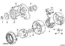 ALTERNATOR, INDIVIDUAL PARTS 80A diagram for BMW 3 Series E30 325e