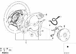 SPORT ST.WHL.AIRBAG-SMART MF/DECOR.COVER diagram for BMW 3 Series E46 318i