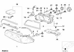 SINGLE COMPONENTS FOR HEADLIGHT diagram for BMW 5 Series E39 530i