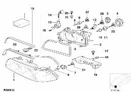 Composants pour projecteur diagram for BMW 5 Series E39 525td