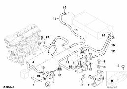 HOSES F PUMP AND VALVE/AUTOM.AIR COND. diagram for BMW 5 Series E39 525i