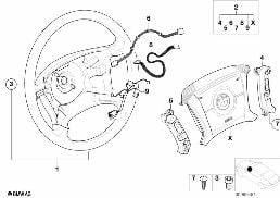 STEERING WHEEL AIRBAG-SMART MULTIFUNCT. diagram for BMW 3 Series E46 318i