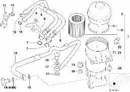 LUBRICAT.SYST.-OIL FILTER, OIL PIPES diagram for BMW 5 Series E39 M5