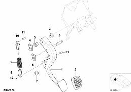 Pedal-lagerblock/kopplingspedal diagram for BMW X5 E53 3.0d