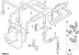 BRAKE PIPE FRONT ABS/ASC+T diagram for BMW 3 Series E46 318i