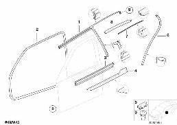 DOOR WEATHERSTRIP FRONT diagram for BMW 3 Series E36 316i 1.6