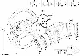 STEERING WHEEL AIRBAG MULTIFUNCTIONAL diagram for BMW X5 E53 4.4i