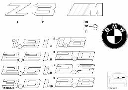 EMBLEMS / LETTERINGS diagram for BMW Z3 E36 1.9