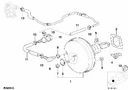 Wspomaganie siły hamowania, podciśn. diagram for BMW 5 Series E39 525d