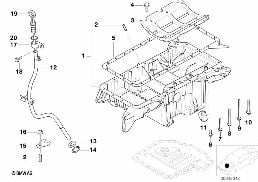 Olejová vana horní díl/měrka oleje diagram for BMW X5 E53 4.6is